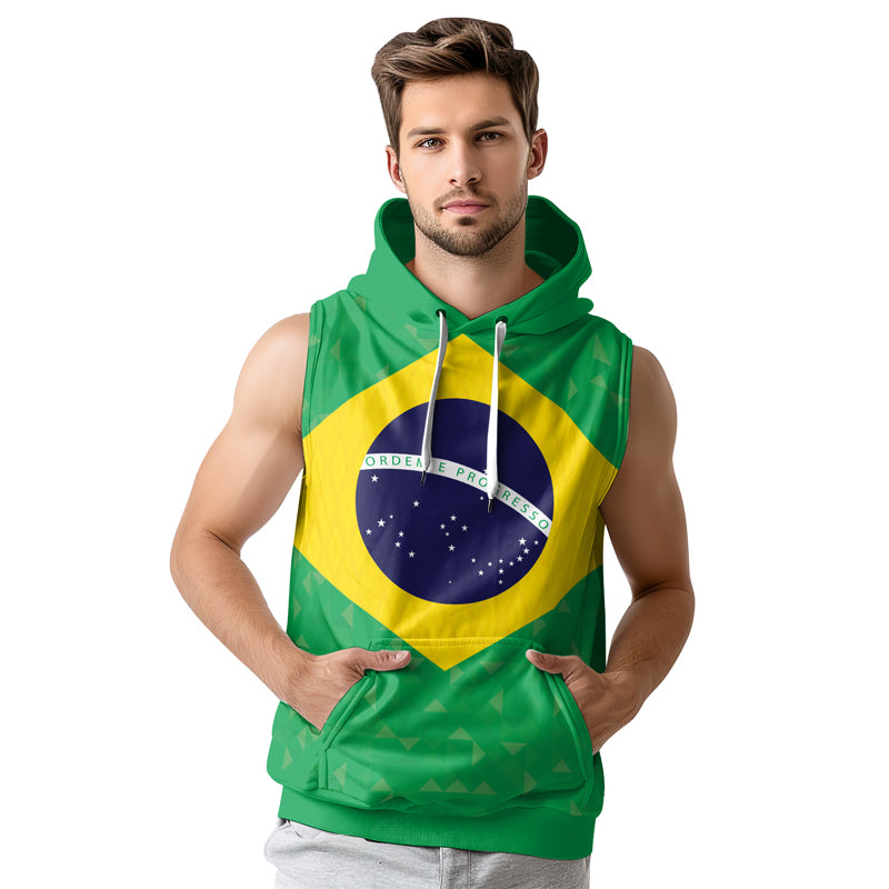 Rashninja Warrior Brazil Flag Sleeveless Hoodie |MMA Sleeveless Hoodie