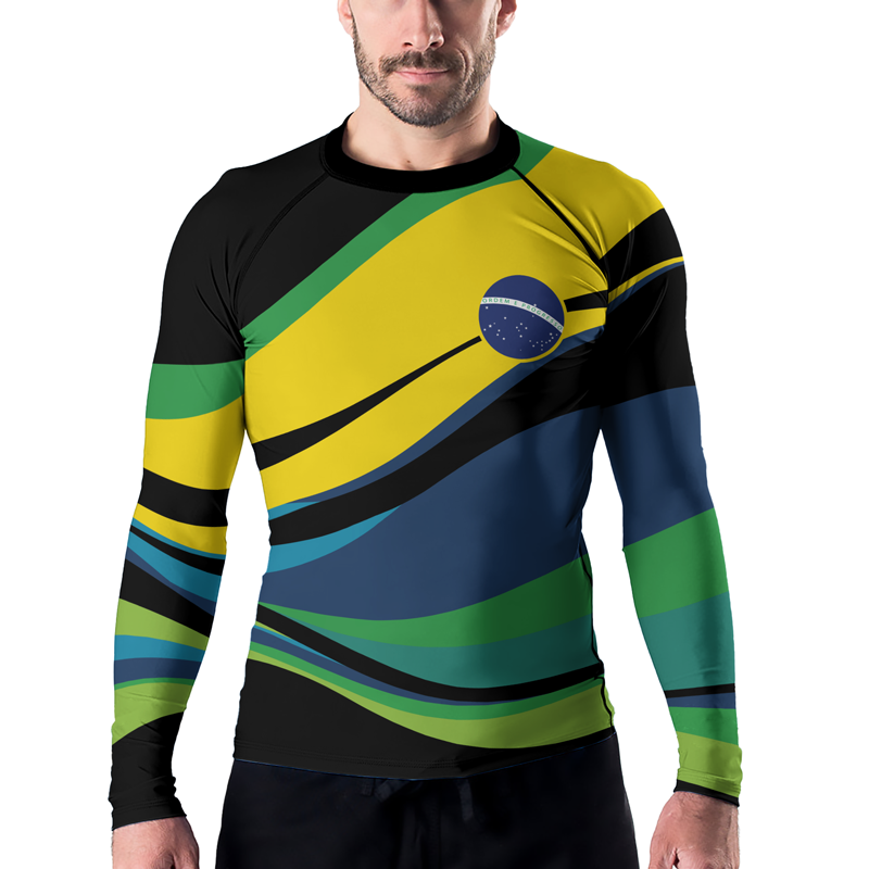 Rashninja Flag of Brazilian Warriors Men's Long Sleeve Rash Guard