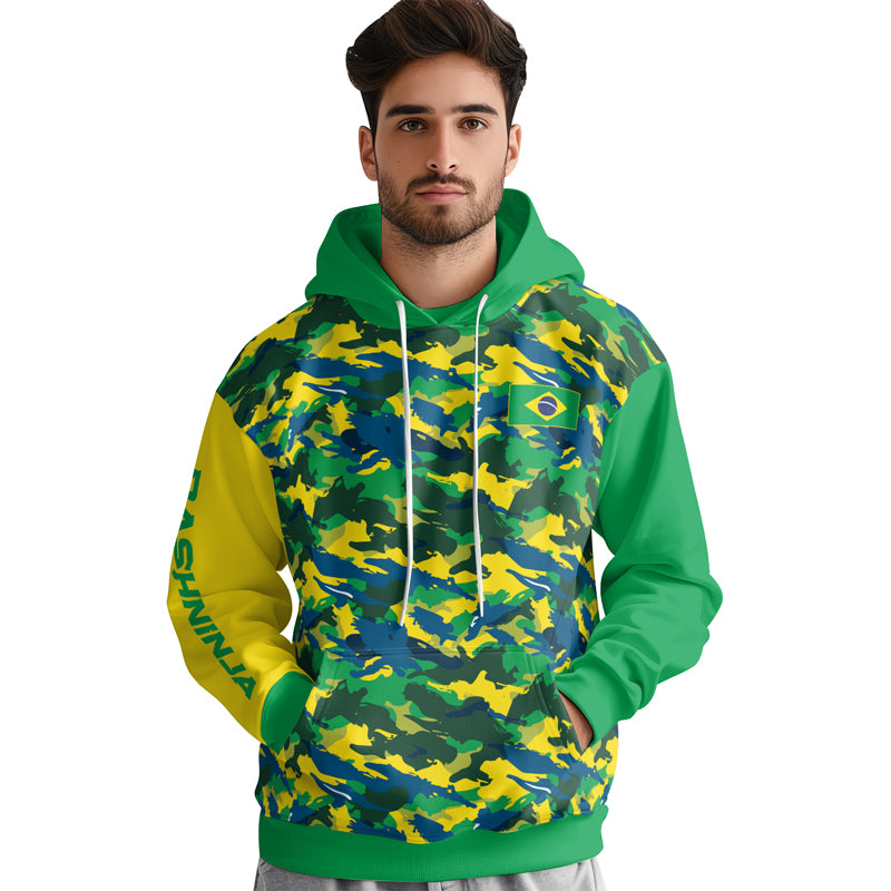 Rashninja Brazilian Camouflage AOP Hoodie | Brazilian Flag Hoodie