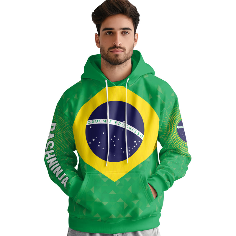 Rashninja Warrior Brazil Flag AOP Hoodie | Brazilian Flag Hoodie