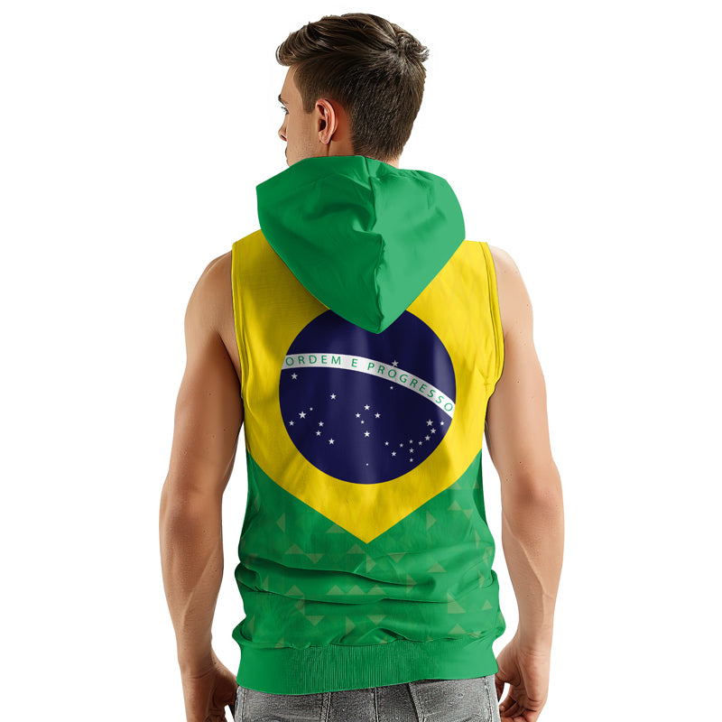 Rashninja Warrior Brazil Flag Sleeveless Hoodie |MMA Sleeveless Hoodie