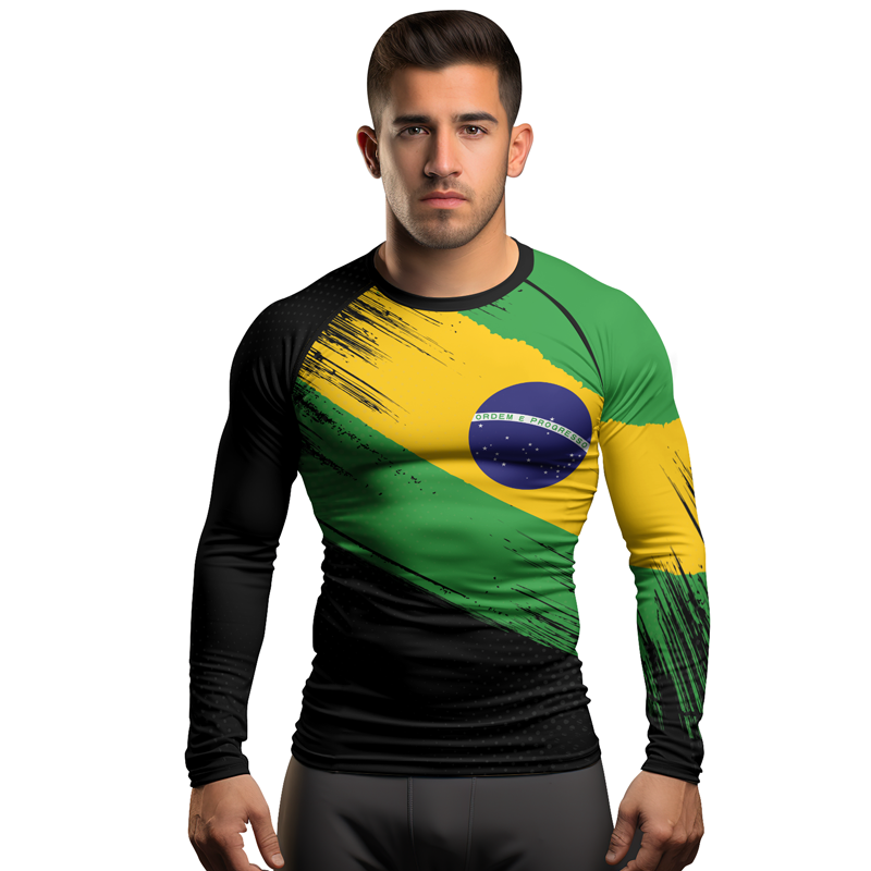 Rashninja Brazilian Champions' Flag Men's Long Sleeve Rash Guard