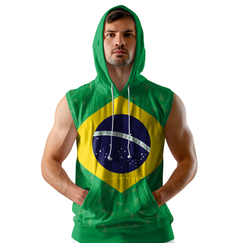 Rashninja Warrior Brazil Flag Sleeveless Hoodie |MMA Sleeveless Hoodie