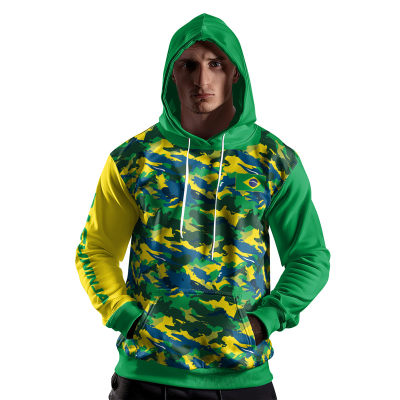 Rashninja Brazilian Camouflage AOP Hoodie | Brazilian Flag Hoodie