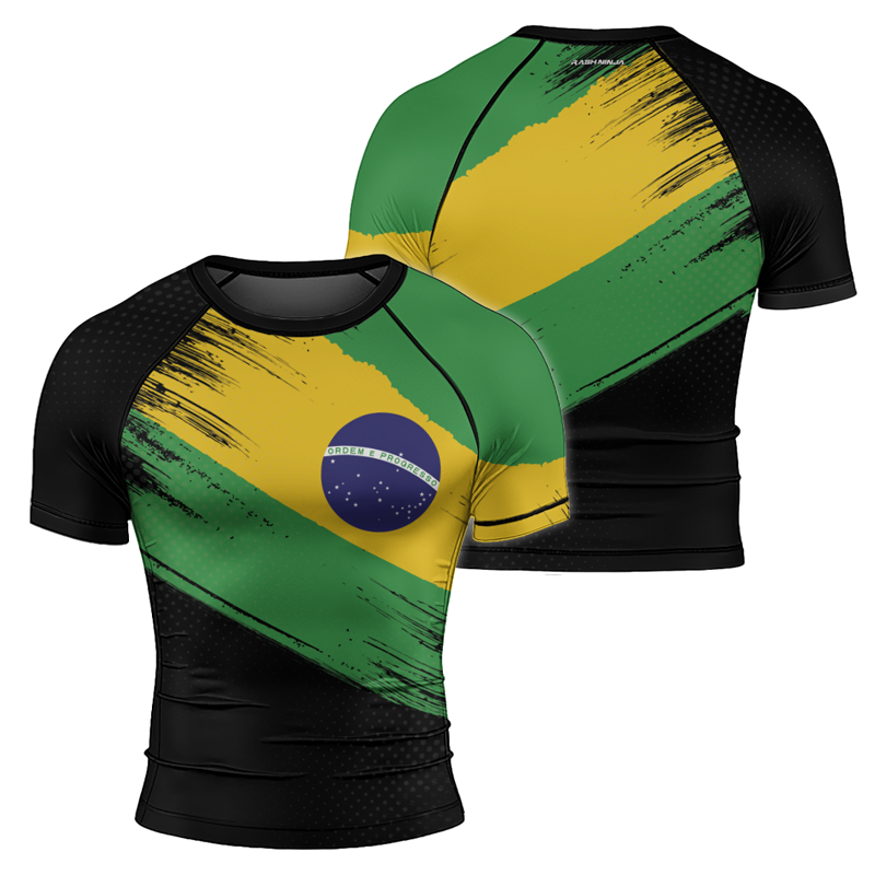 Rashninja Brazilian Champions' Flag Men's Short Sleeve Rash Guard