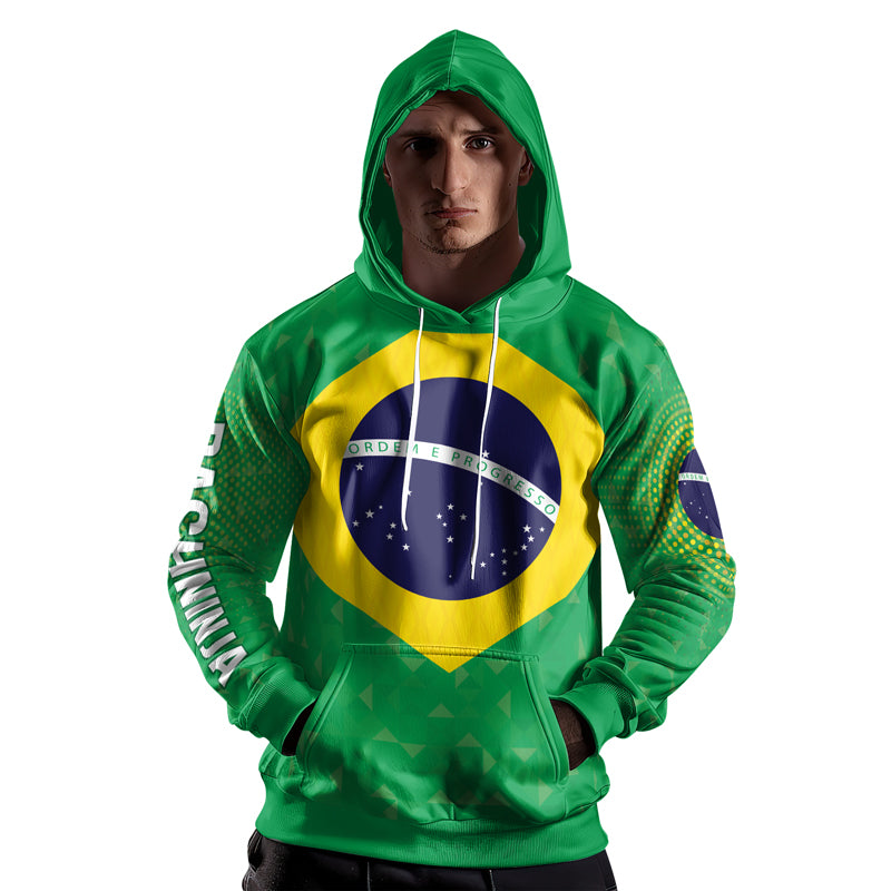 Rashninja Warrior Brazil Flag AOP Hoodie | Brazilian Flag Hoodie