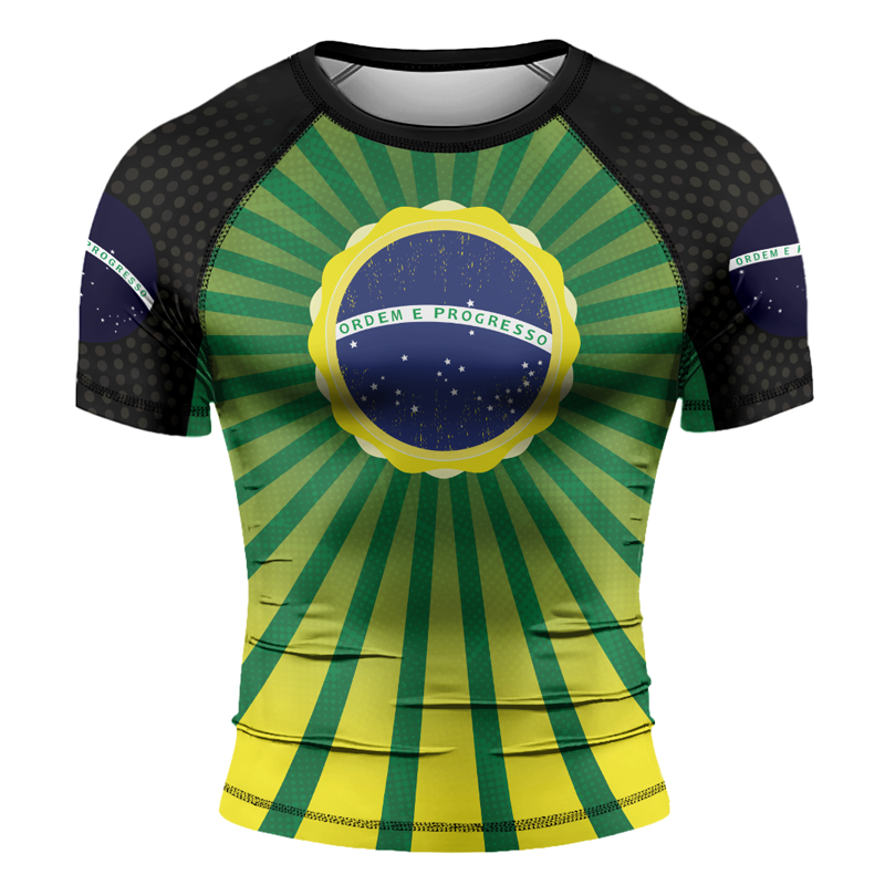 Rashninja Flag of Champions Brazilian Men's Short Sleeve Rash Guard