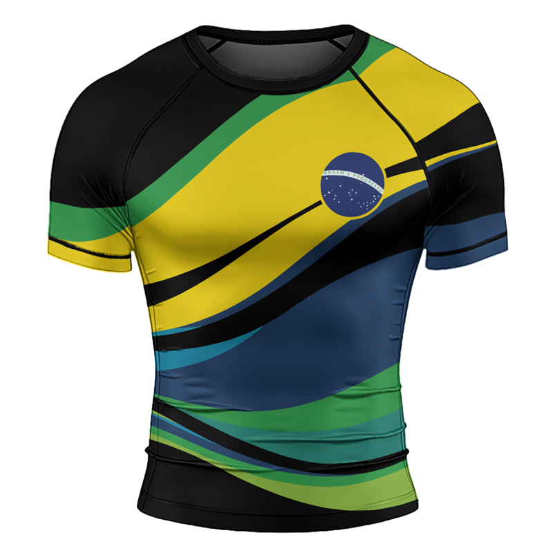 Rashninja Flag of Brazilian Warriors Men's Short Sleeve Rash Guard