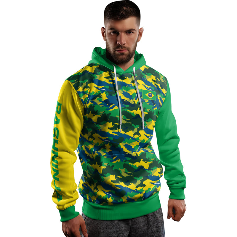 Rashninja Brazilian Camouflage AOP Hoodie | Brazilian Flag Hoodie