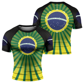 Rashninja Flag of Champions Brazilian Men's Short Sleeve Rash Guard