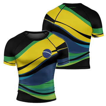 Rashninja Flag of Brazilian Warriors Men's Short Sleeve Rash Guard