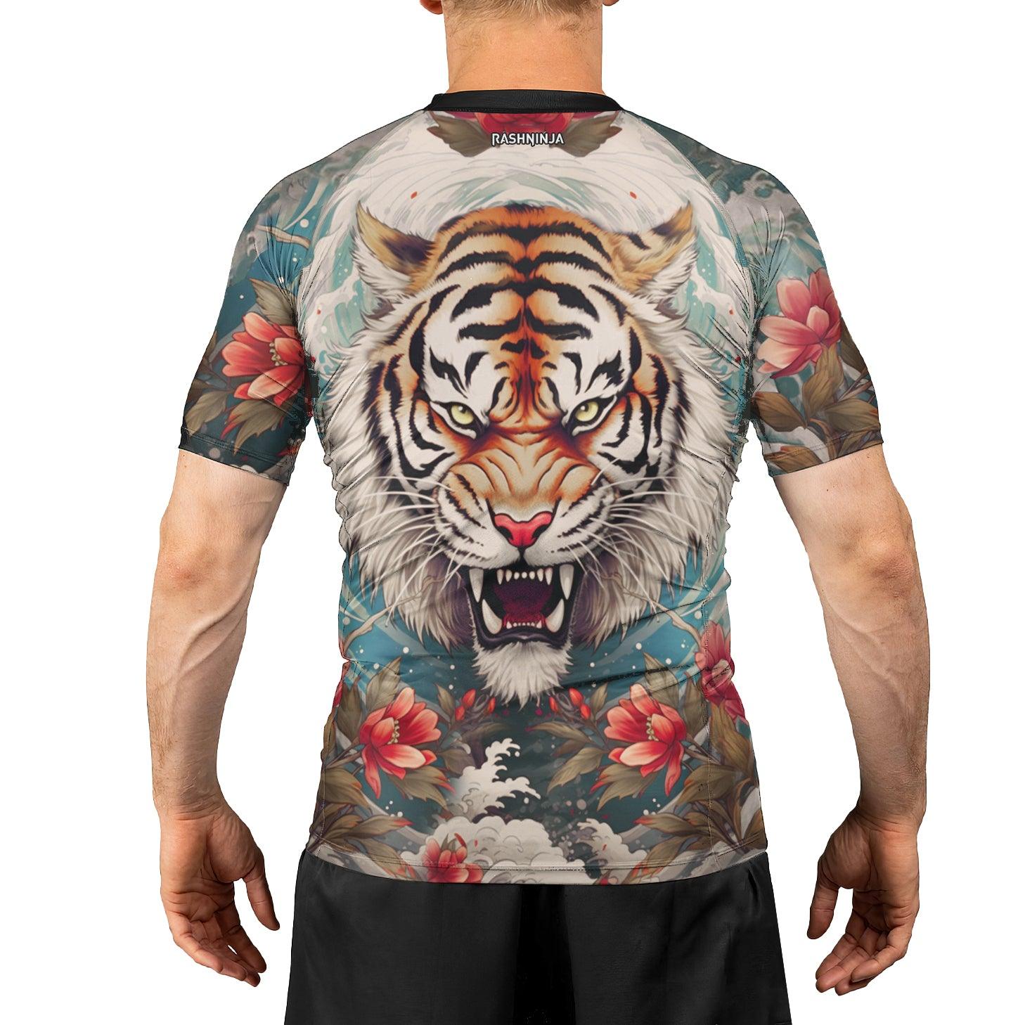 Rashninja Wild Freedom Tiger Men's Short Sleeve Rash Guard - Rashninja LLC