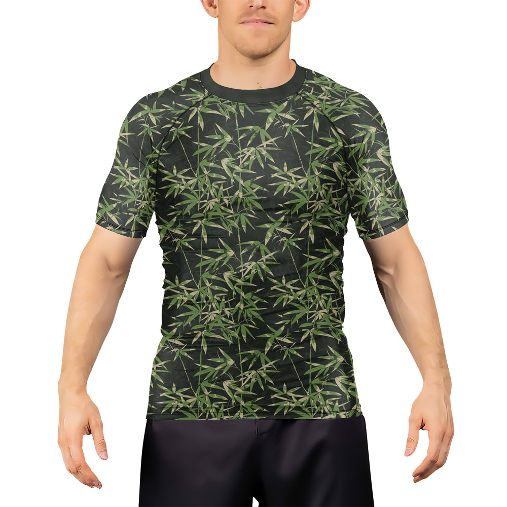 Bamboo Rash Guard Rashninja Camouflage Bamboo Shadow Men's Short Sleeve Rash Guard