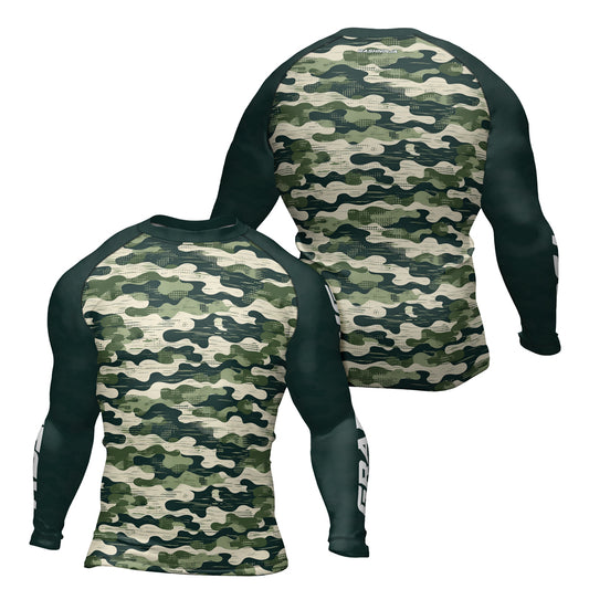 Rashninja Dark Green Camouflage Men's Long Sleeve Rash Guard