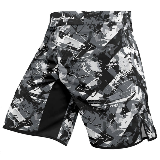 Rashninja Black Gray Camouflage Men's Fight Shorts