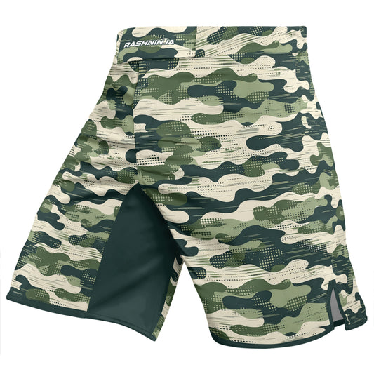 Rashninja Dark Green Camouflage Men's Fight Shorts
