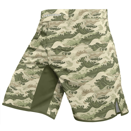 Rashninja Green Wave Camouflage Men's Fight Shorts