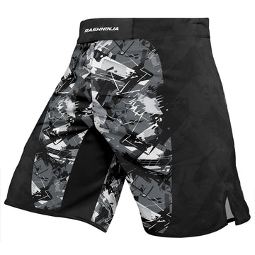 Rashninja Black Gray Camouflage Men's Fight Shorts