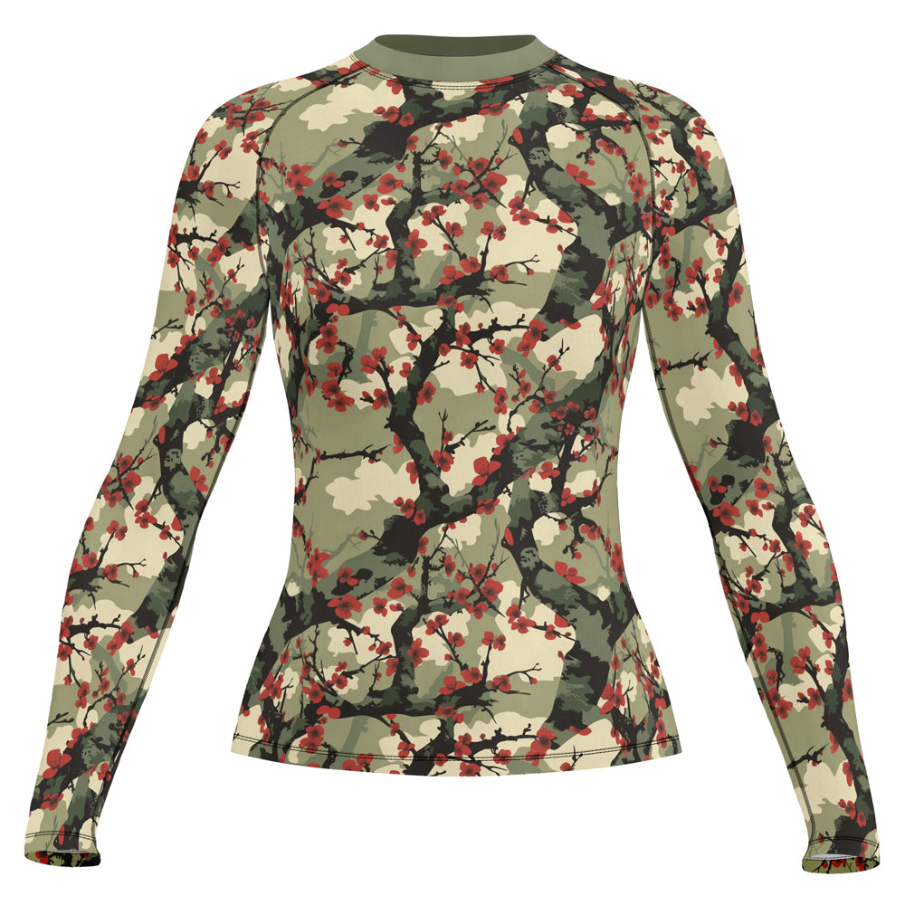 Rashninja Camouflage Cherry Blossom Drift Women's Long Sleeve Rash Guard