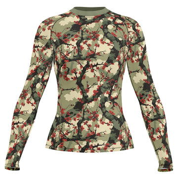 Rashninja Camouflage Cherry Blossom Drift Women's Long Sleeve Rash Guard