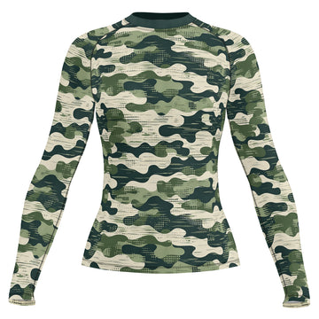Rashninja Dark Green Camouflage Women's Long Sleeve Rash Guard