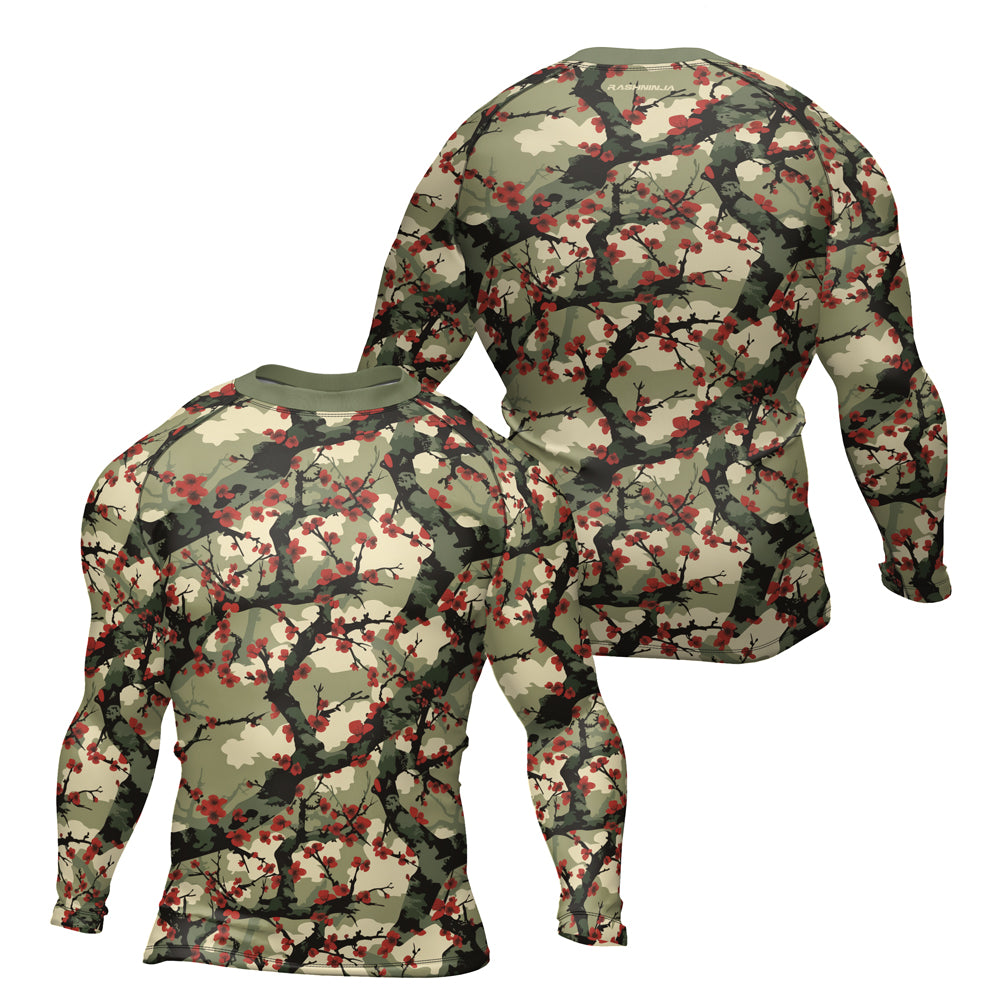 Rashninja Camouflage Cherry Blossom Drift Men's Long Sleeve Rash Guard