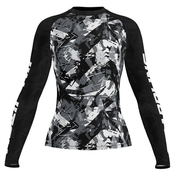 Rashninja Black Gray Camouflage Women's Long Sleeve Rash Guard