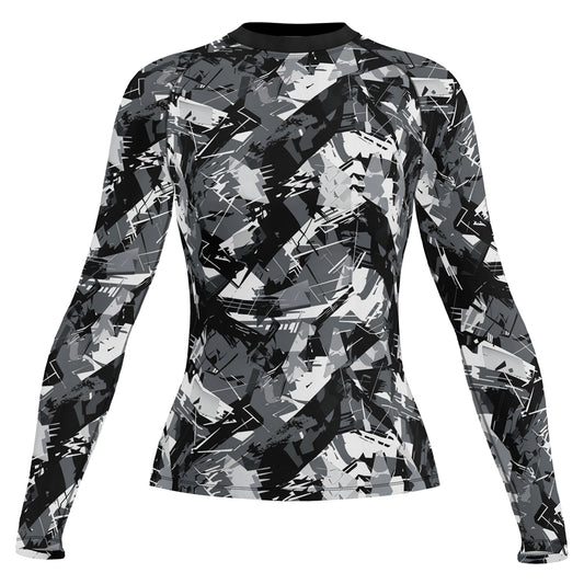 Rashninja Black Gray Camouflage Women's Long Sleeve Rash Guard