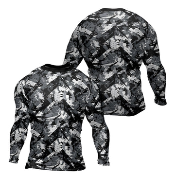 Rashninja Black Gray Camouflage Men's Long Sleeve Rash Guard