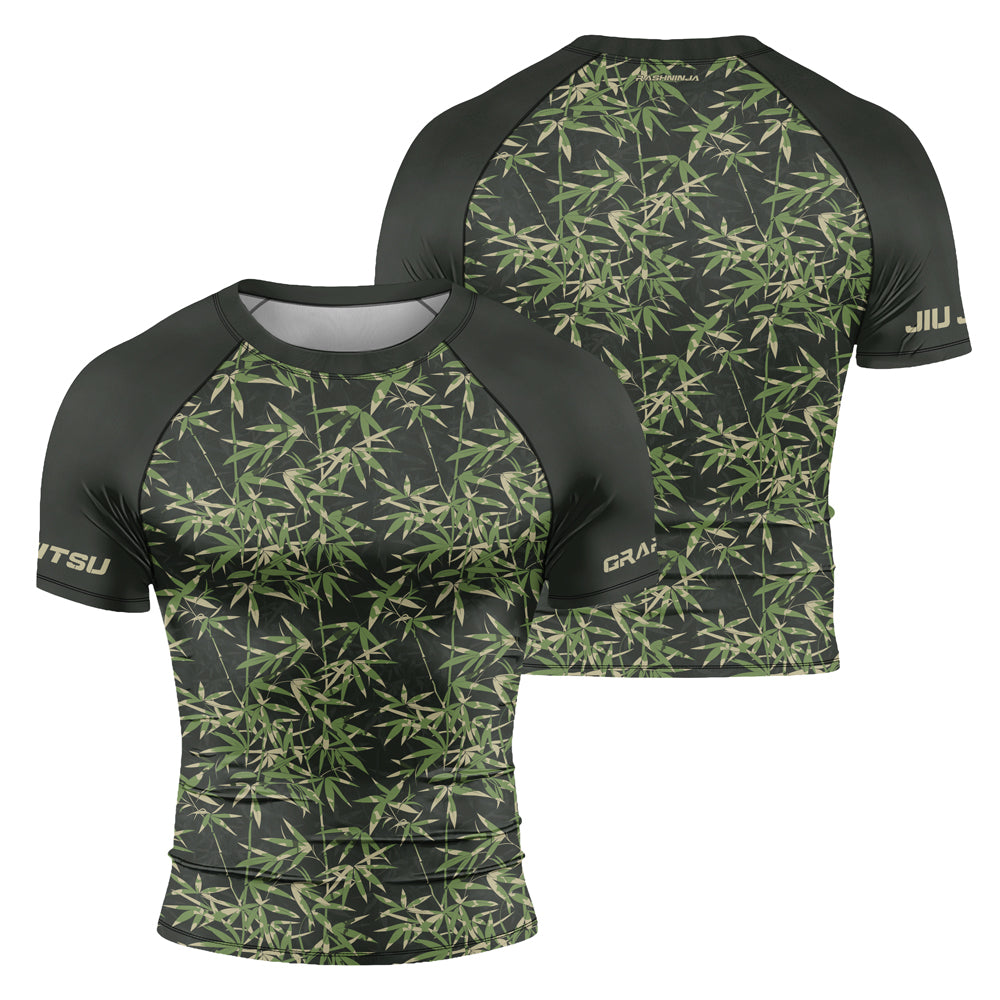 Bamboo Rash Guard Rashninja Camouflage Bamboo Shadow Men's Short Sleeve Rash Guard