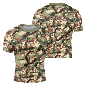 Rashninja Camouflage Cherry Blossom Drift Men's Short Sleeve Rash Guard