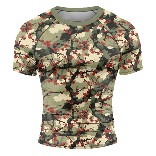 Rashninja Camouflage Cherry Blossom Drift Men's Short Sleeve Rash Guard