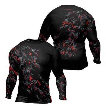 Rashninja Cyber Storm Red Men's Long Sleeve Rash Guard