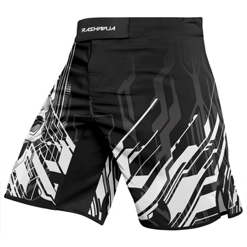 Rashninja Cyber Skull Circuit White Men's Fight Shorts