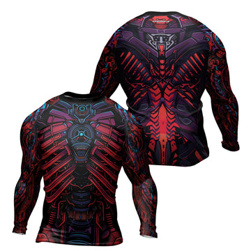 Rashninja Cyber Biomechanic Red Blue Women's Short Sleeve Rash Guard

