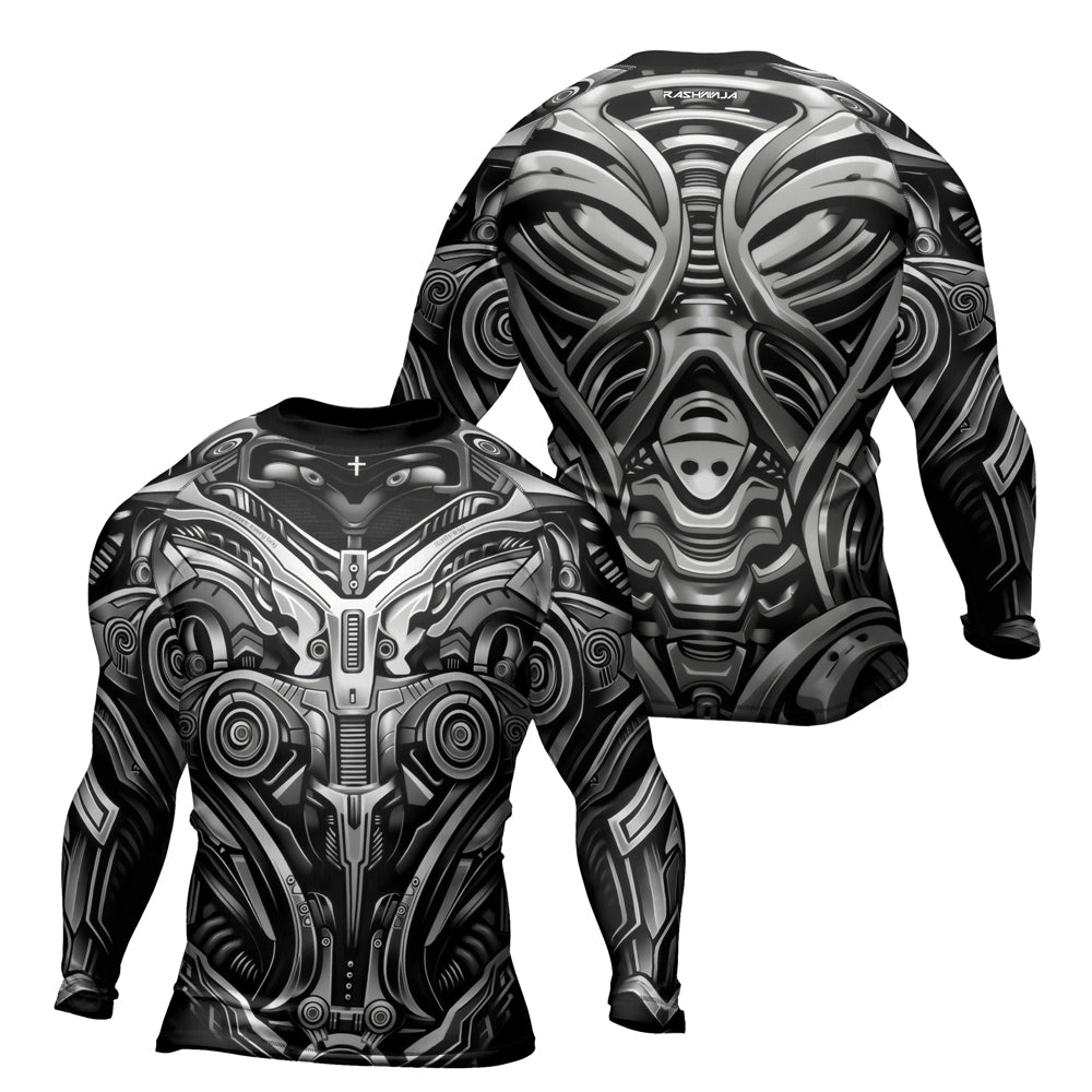 Rashninja Cyber Armor Monochrome Men's Long Sleeve Rash Guard

