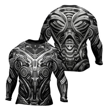 Rashninja Cyber Armor Monochrome Men's Long Sleeve Rash Guard


