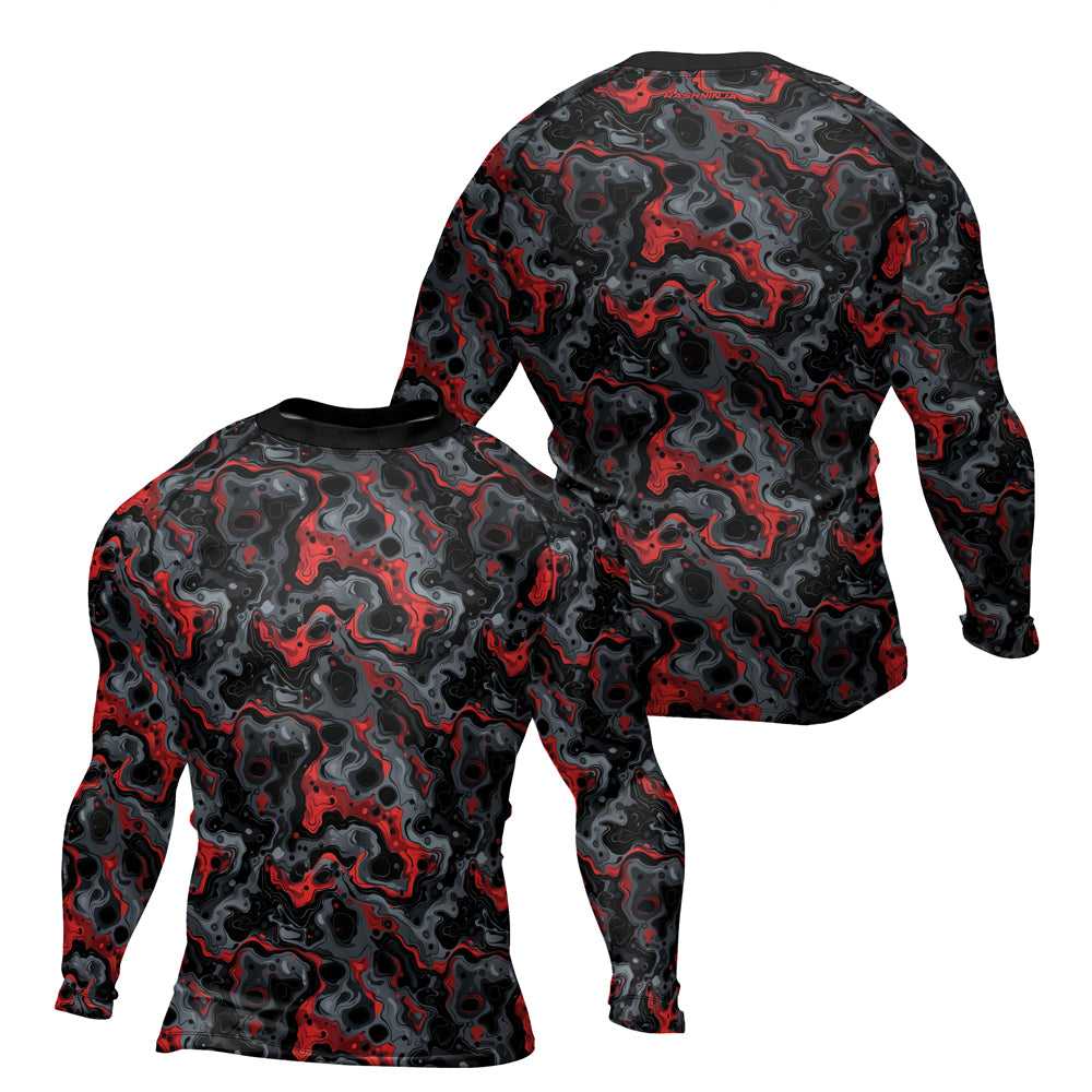 Rashninja Cyber Storm Red Men's Long Sleeve Rash Guard