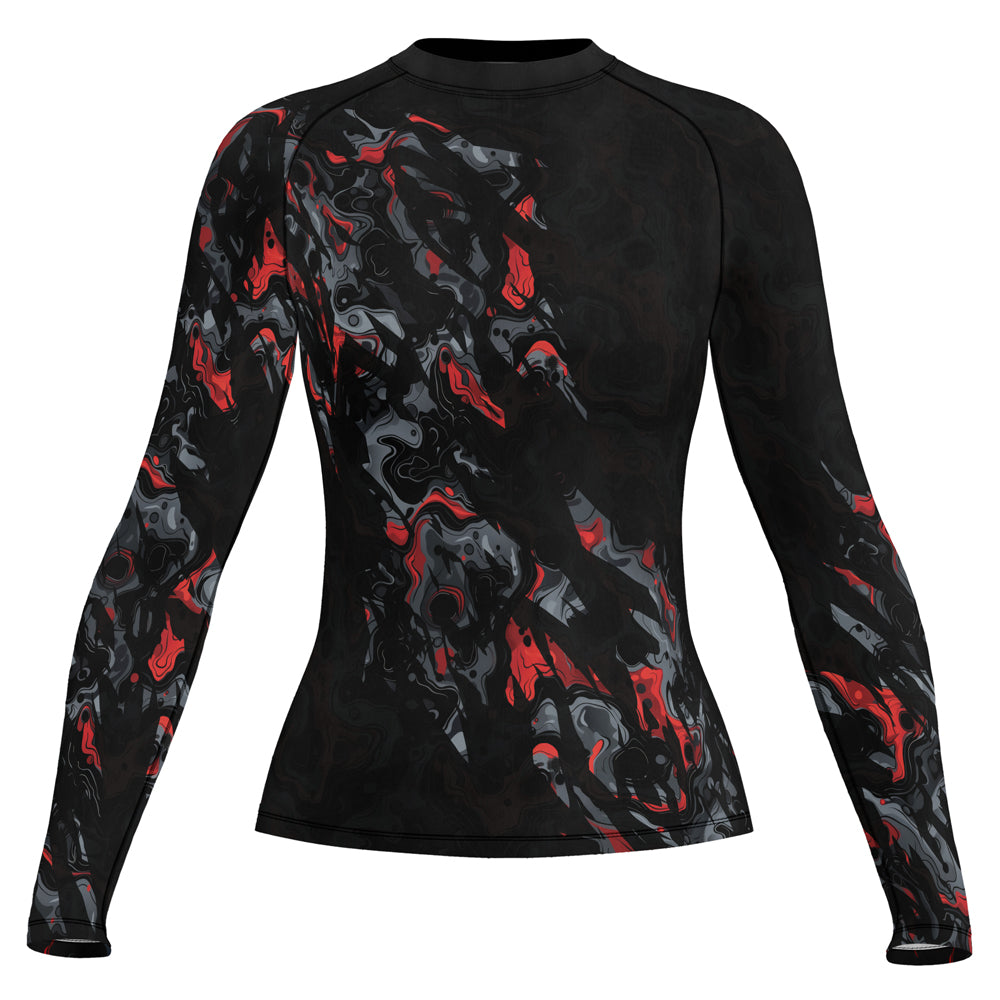 Rashninja Cyber Storm Red Women's Long Sleeve Rash Guard