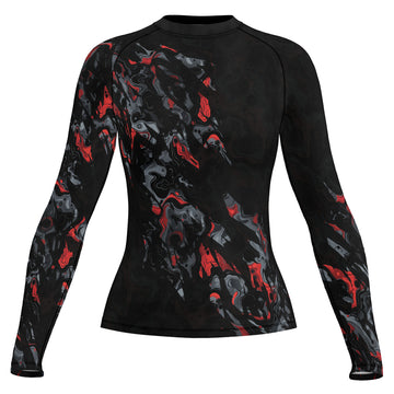 Rashninja Cyber Storm Red Women's Long Sleeve Rash Guard