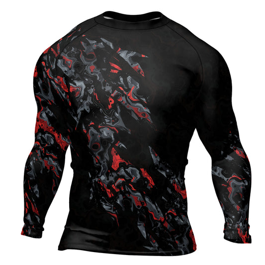 Rashninja Cyber Storm Red Men's Long Sleeve Rash Guard