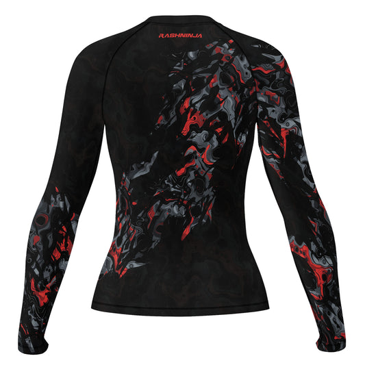 Rashninja Cyber Storm Red Women's Long Sleeve Rash Guard