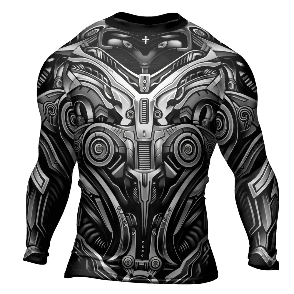 Rashninja Cyber Armor Monochrome Men's Long Sleeve Rash Guard

