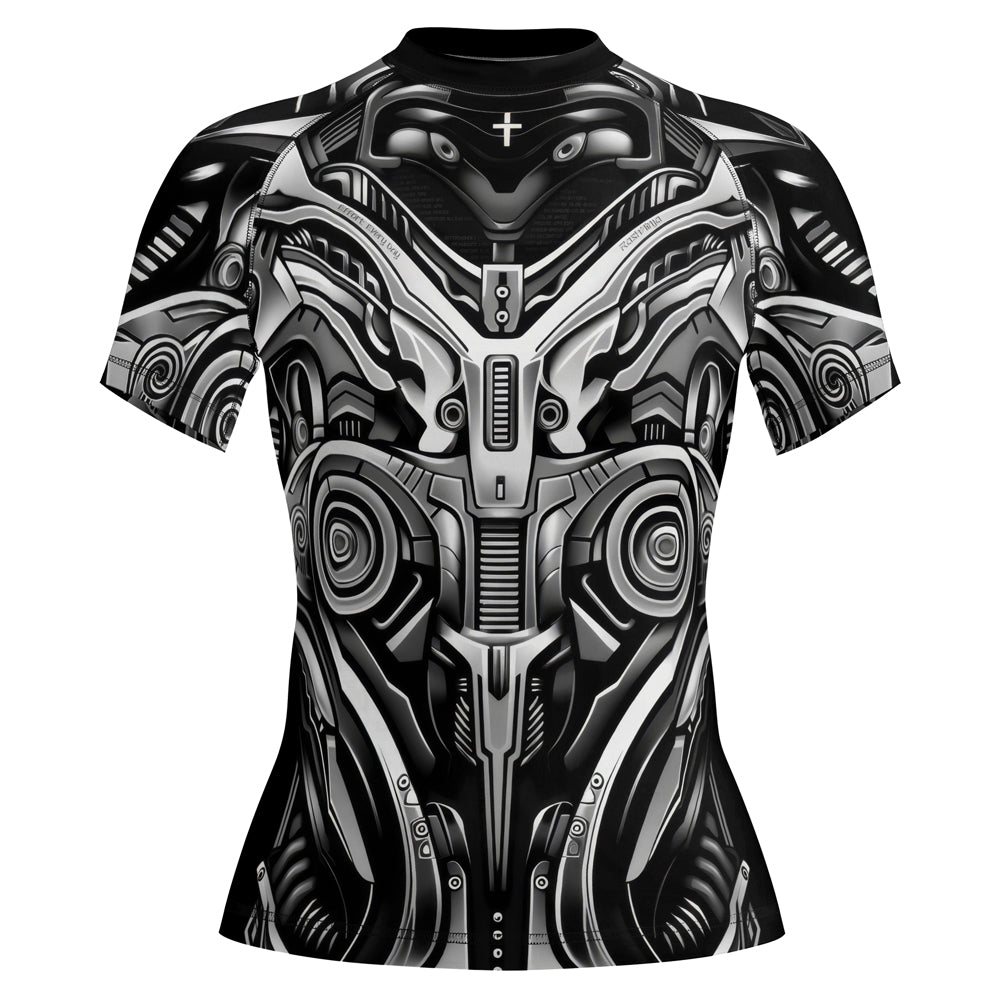 Rashninja Cyber Armor Monochrome Women's Short Sleeve Rash Guard