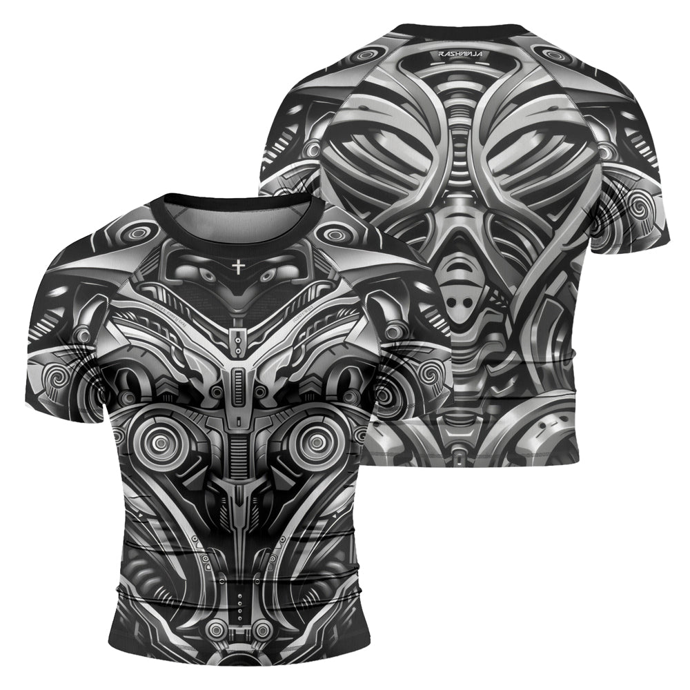 Rashninja Cyber Armor Monochrome Men's Short Sleeve Rash Guard

