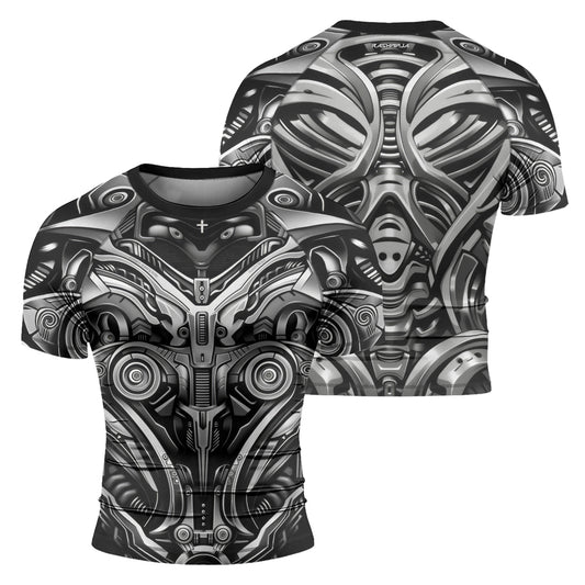 Rashninja Cyber Armor Monochrome Men's Short Sleeve Rash Guard

