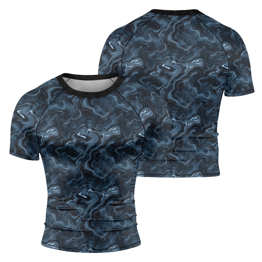 Rashninja Cyber Storm Silver Men's Short Sleeve Rash Guard