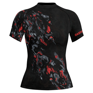 Rashninja Cyber Storm Red Women's Short Sleeve Rash Guard