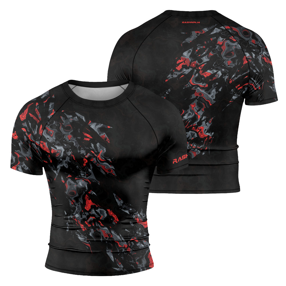 Rashninja Cyber Storm Red Men's Short Sleeve Rash Guard