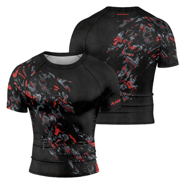 Rashninja Cyber Storm Red Men's Short Sleeve Rash Guard